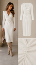 Roxy stretch jurk soft stof jurk knie lengte wit