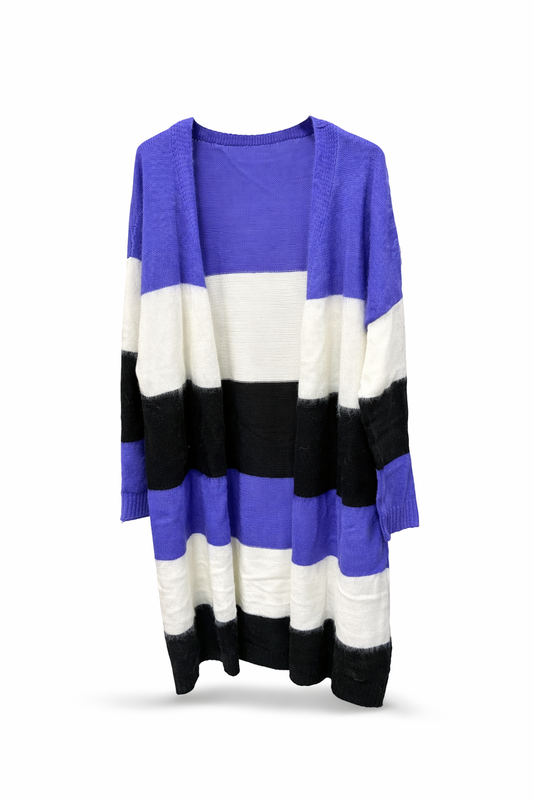 Colorblock Lang Vest – paars/ Wit / Zwart