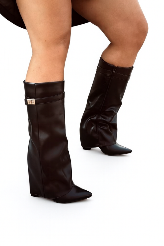 ✨ Luxe Zwarte Wedge Boots – Fashionkoopje Exclusive