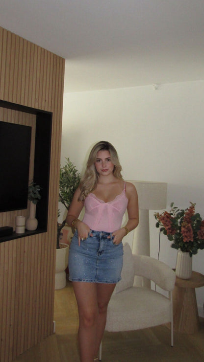 Spaghetti Lace Body | Roze