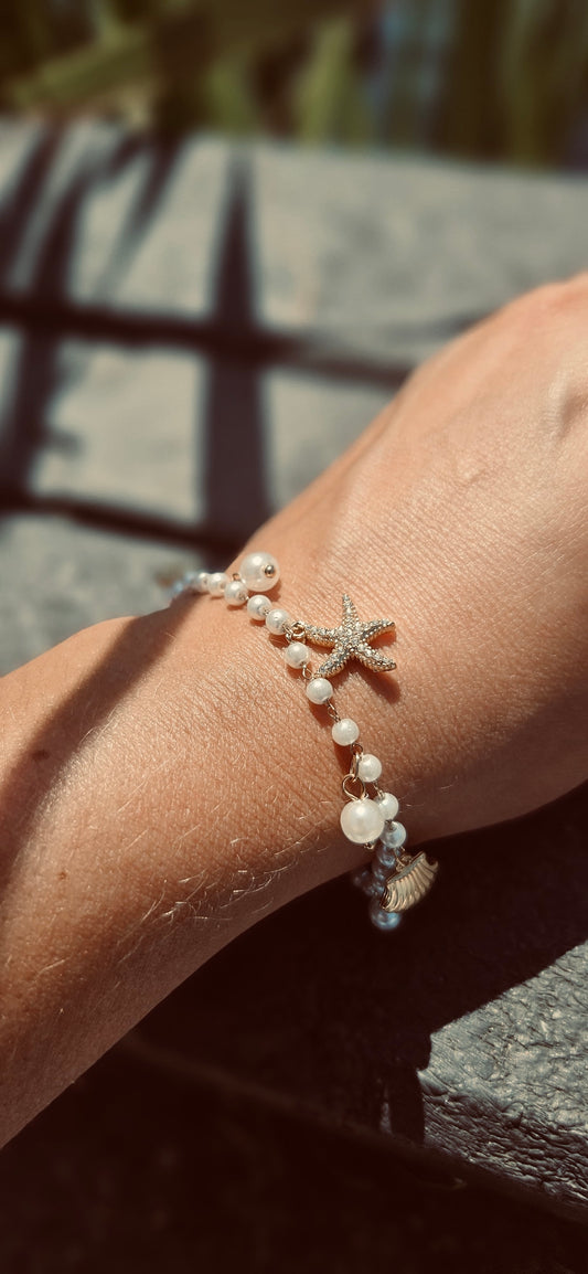 Bedel Armband | Goud | Parels met zeester