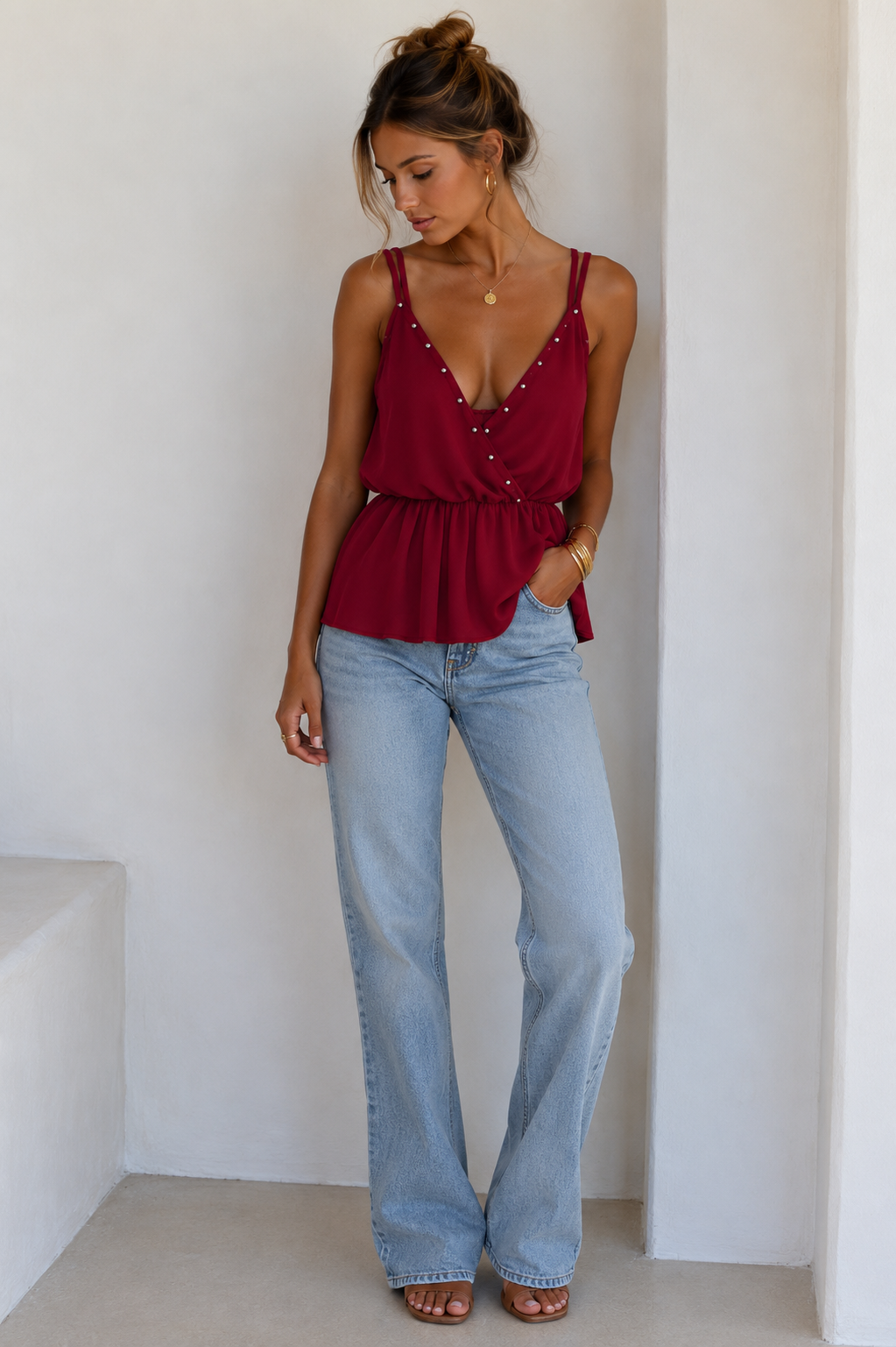 V-hals top studs details  DIVERSE KLEUREN! CHECK IT OUT!😍
