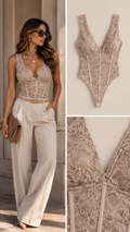 Izzy Body kant V-hals beige