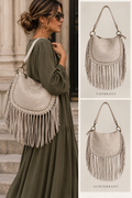 Faye BOHO franje tas  beige