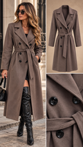 Meave Suèdine Trenchcoat model taupe lang