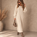 Chantal gebreide jurk lang beige