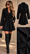 Tess Suedine Trenchcoat model zwart kort