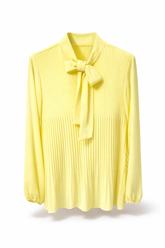 Plisse top geel