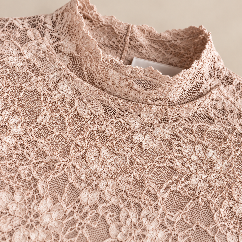 Liva Kanten body lange mouw  beige