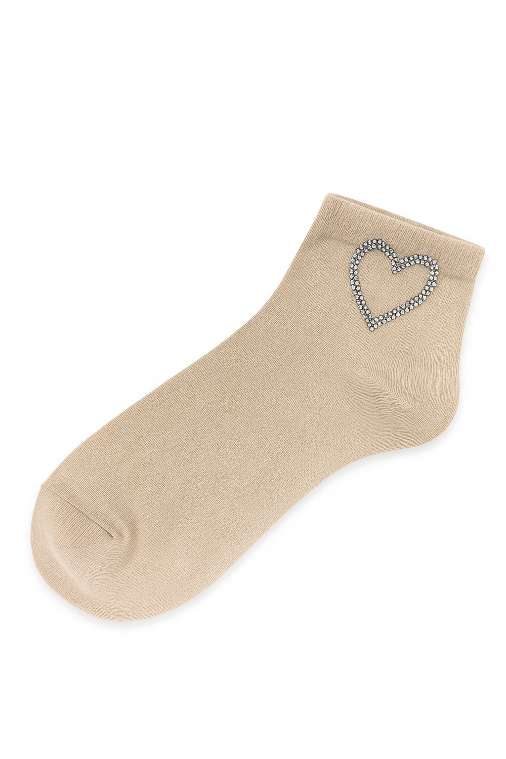 ✨ Beige Heart Sparkle Socks – Soft, Neutral & Elegant ✨