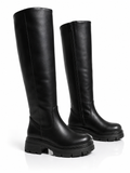 Joel Zwarte lederlook laarzen overknee