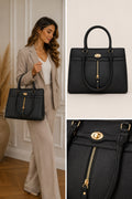 Mandy Zwarte Hand tas gouden details