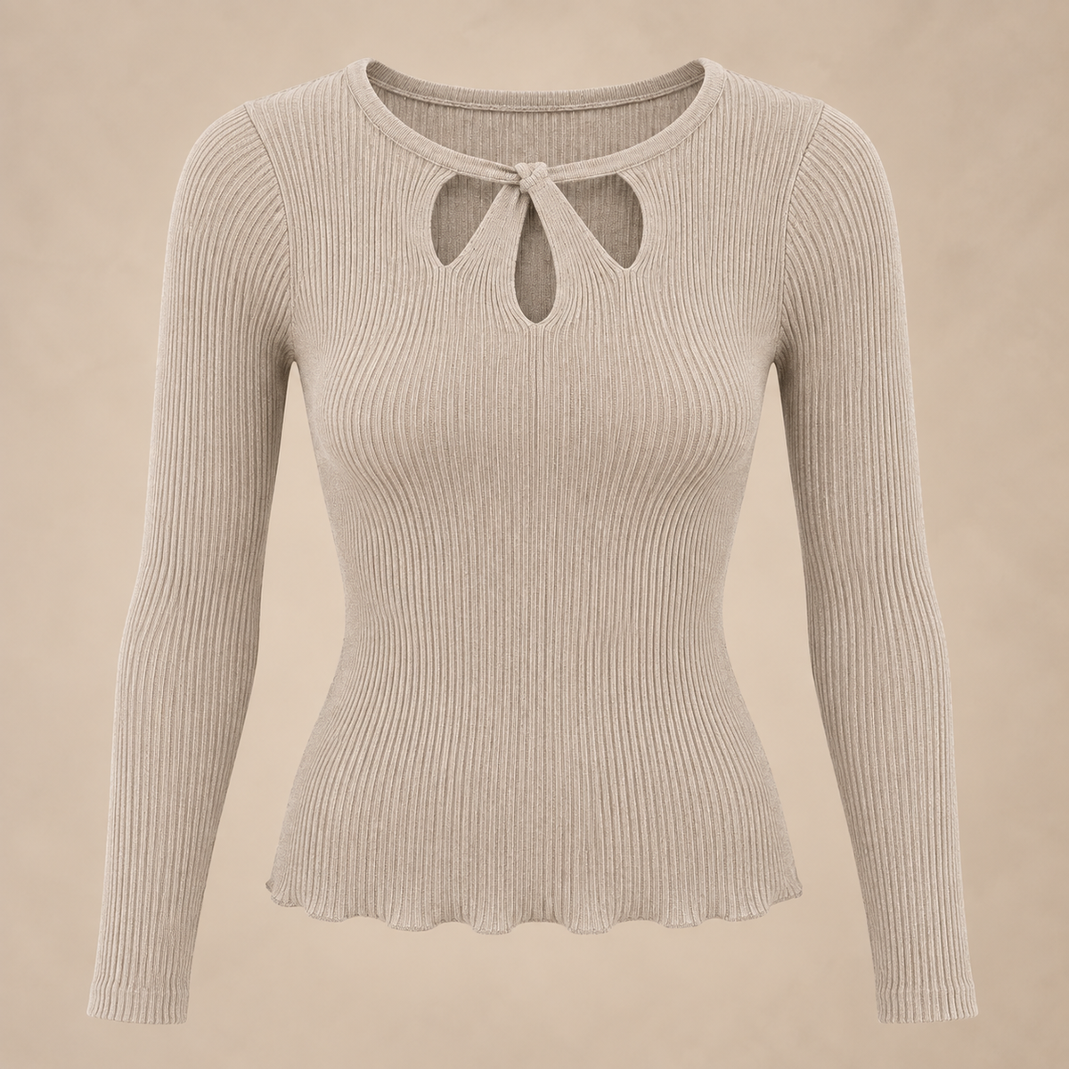 Mandy top rib stof beige