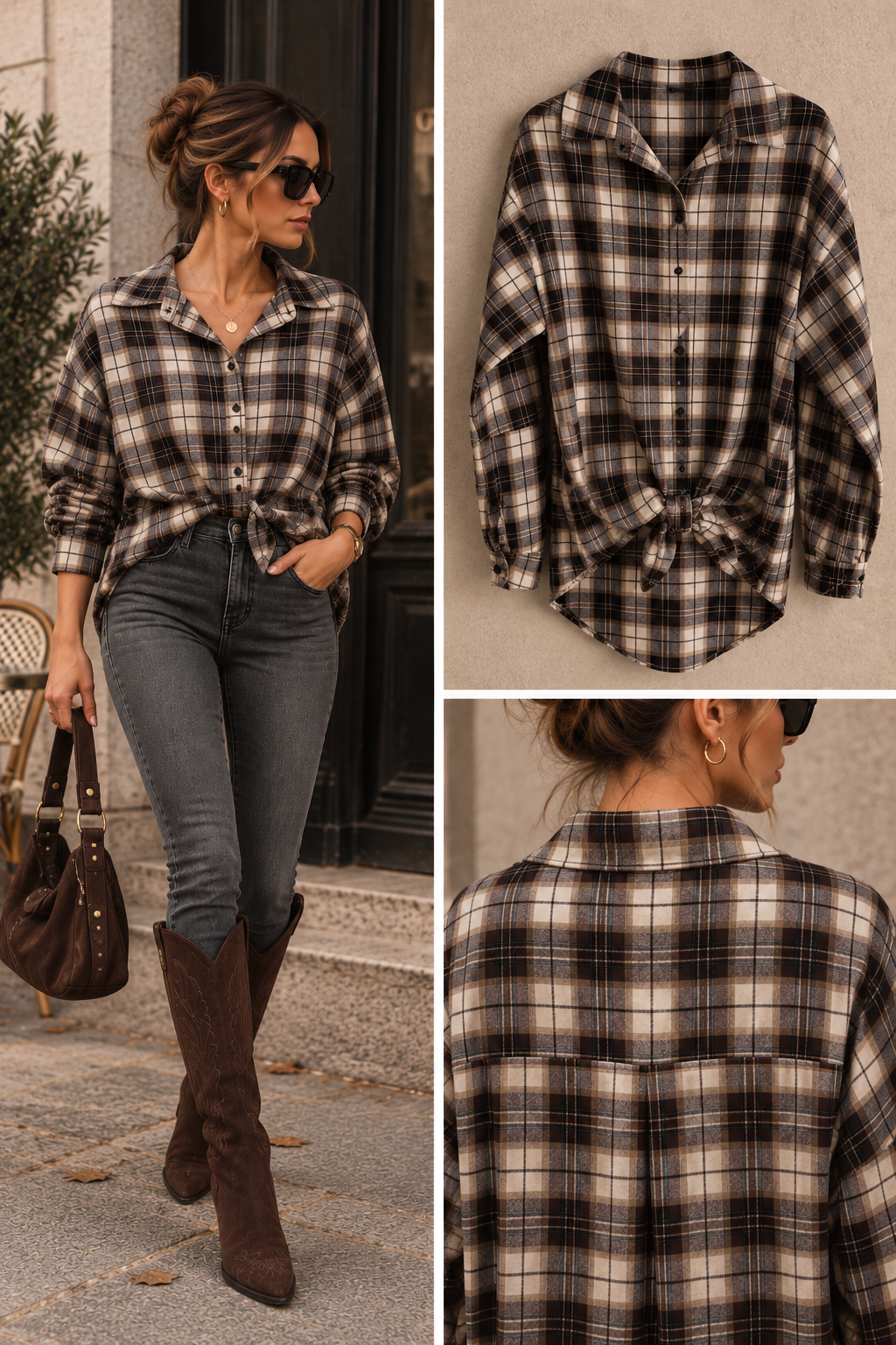 Liv houthakkers blouse knoop bruin