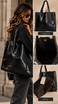 Liv Python lederlook schouder tas zwart