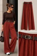 Lou crêpe broek met riem roest