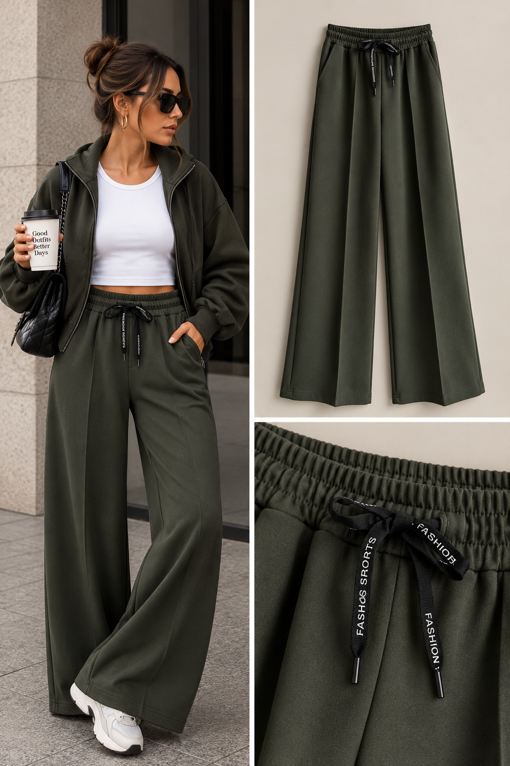 Rosy comfy bies broek jogging stof groen