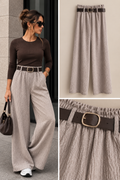 Lou crêpe broek met riem beige