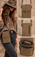 Romy suèdine telefoontas khaki