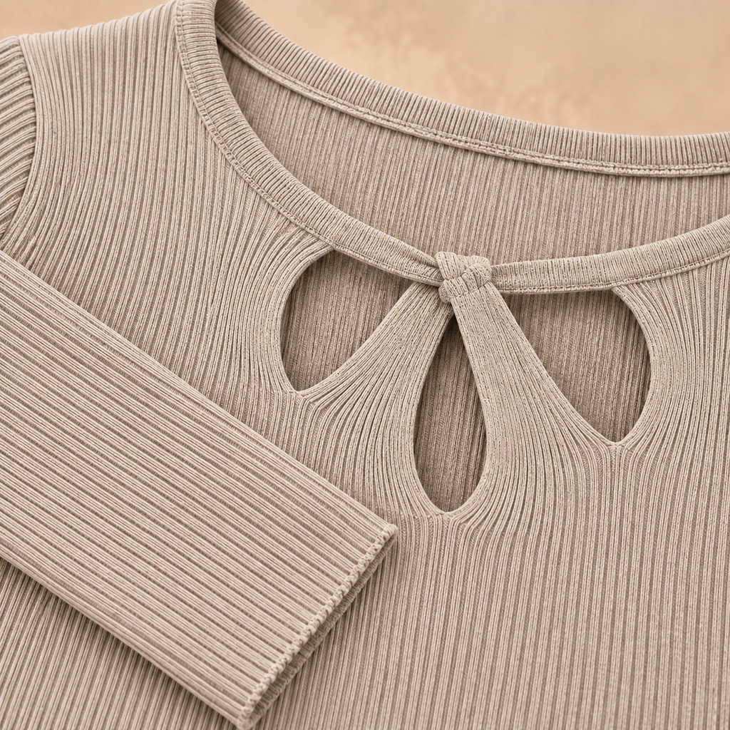 Mandy top rib stof beige
