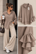 Yara Blouse trompet mouw taupe