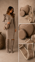 Nomi Taupe hart tas met munt tasje