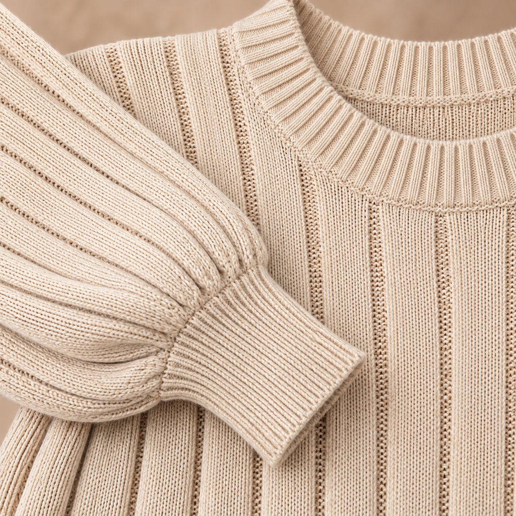 Chantal gebreide jurk lang beige