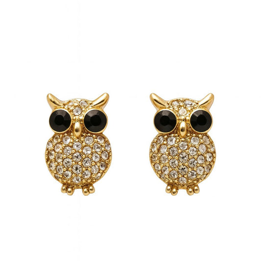 ✨ Golden Owl Sparkle – Luxe Stud Earrings ✨