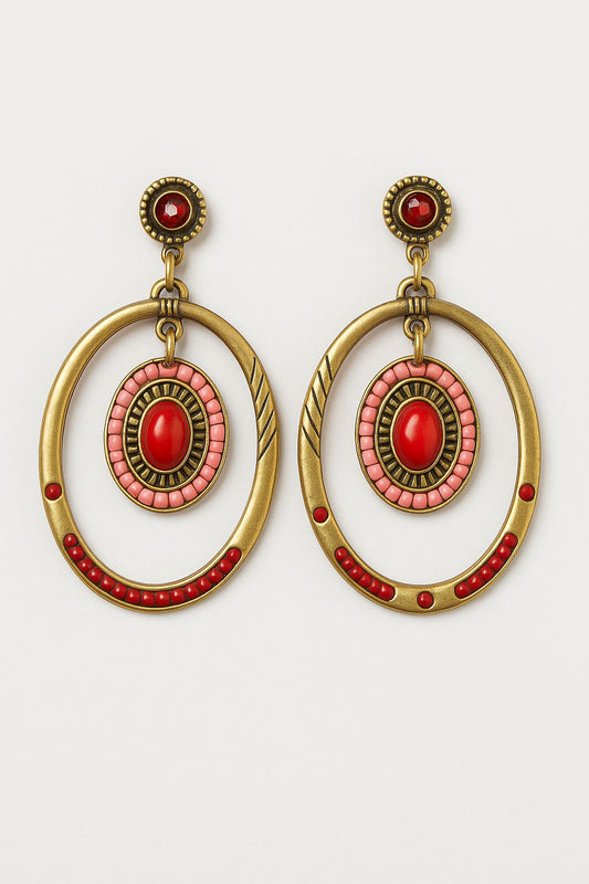 ✨ Bohemian Royal Red – Statement Earrings ✨