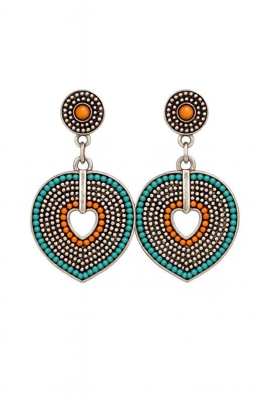 ✨ Boho Luxe Heart Earrings – Turquoise Sunset Edition ✨