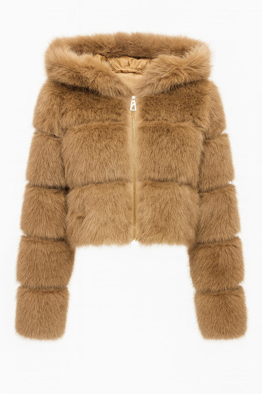 Luxe bond Hoodie jas – Camel ONE SIZE
