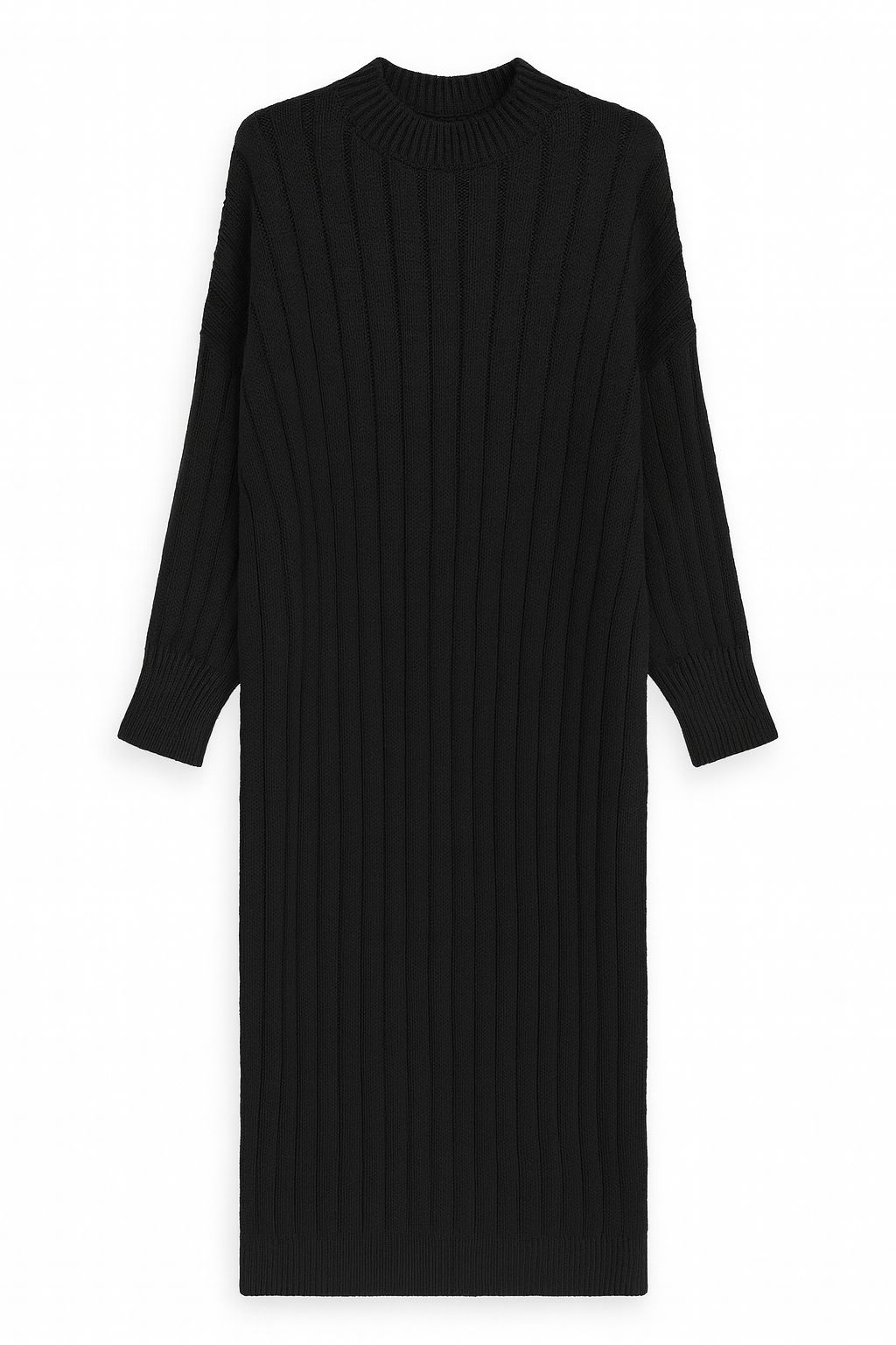 Zwarte ribbel gebreid Jurk