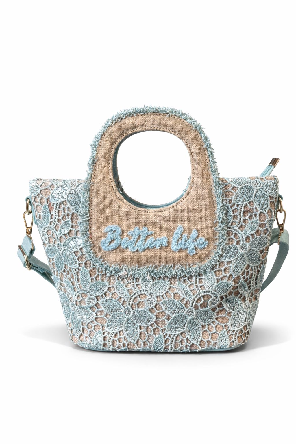 Better Life Lace Handtas – Naturel & blauw