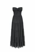 Ivory Strapless Maxi Dress ZWART
