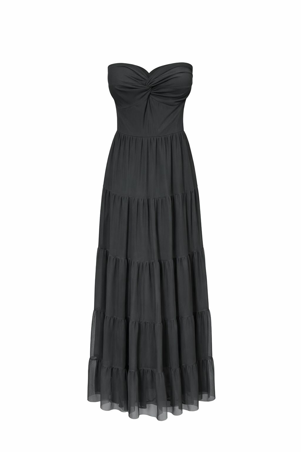 Ivory Strapless Maxi Dress ZWART
