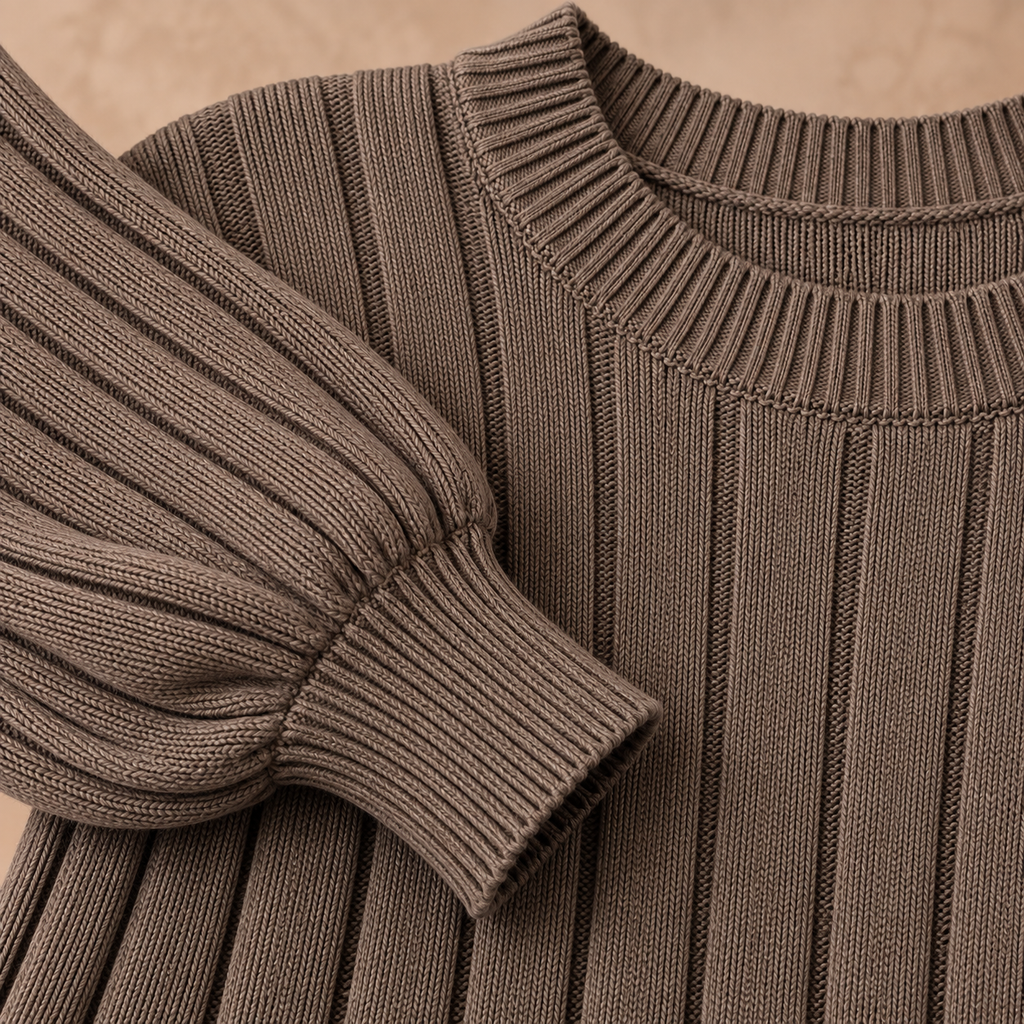 Chantal gebreide jurk lang taupe
