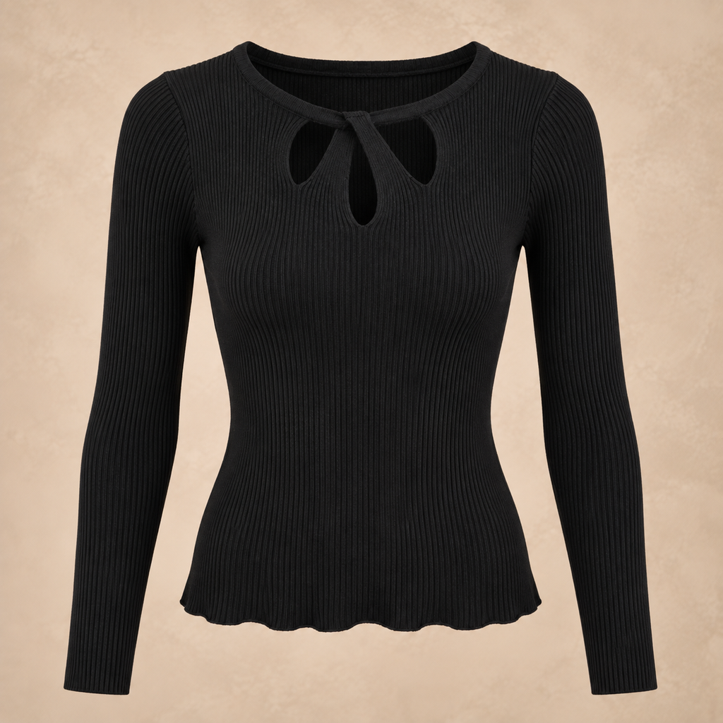 Mandy top rib stof zwart