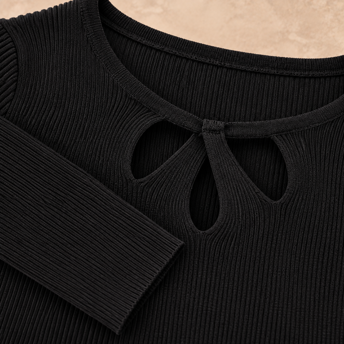 Mandy top rib stof zwart