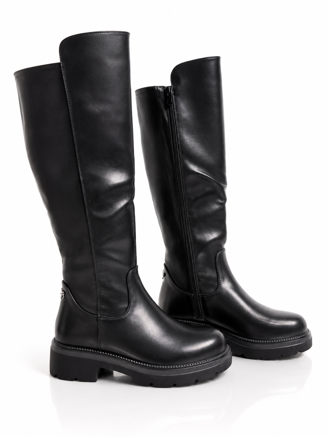 Macey zwarte laarzen detail stretch kuit