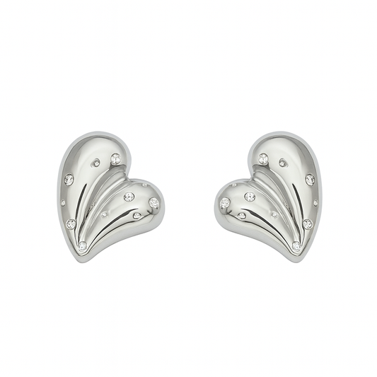✨ Silver Heart Lumière Studs – Luxe Sparkle Edition ✨