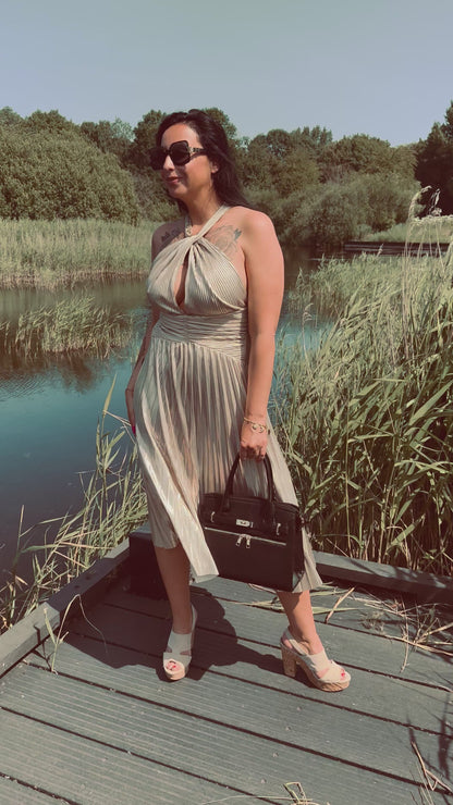 Plissé Dress | Gold