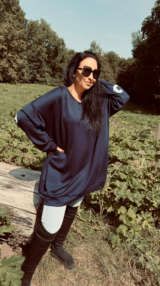 Oversized CHICAGO Sweater | Donker Blauw