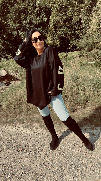 Oversized CHICAGO Sweater | Zwart