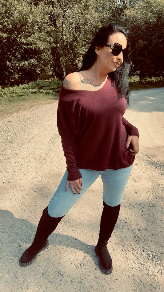 Wijde V-hals Top | Rood