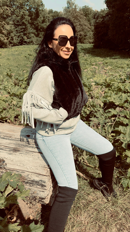 Faux Fur Bodywarmer | Zwart
