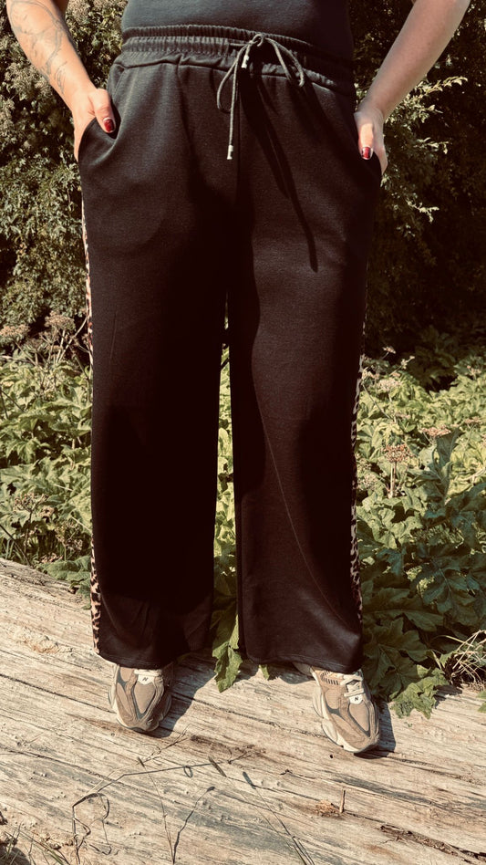Jogger Broek met panter print | Zwart