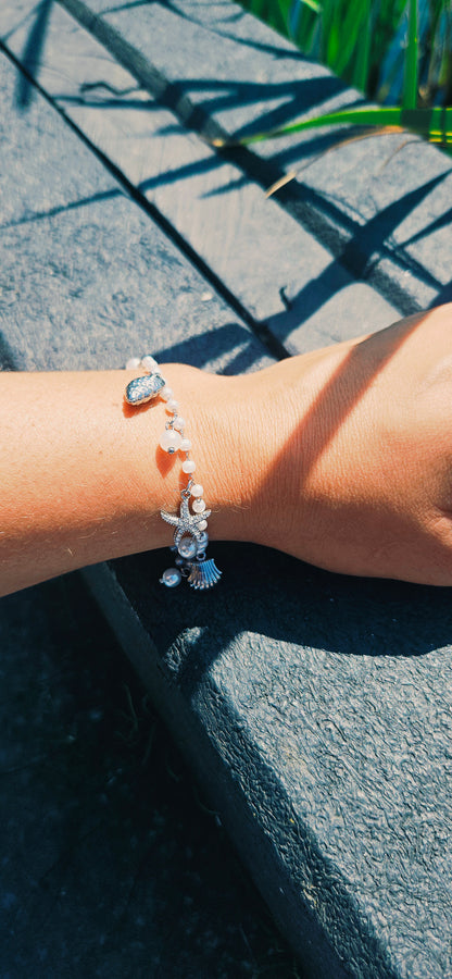 Bedel Armband | Zilver | Parels met zeester