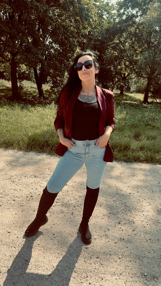 3 Kwart Blazer | Bordeaux Rood