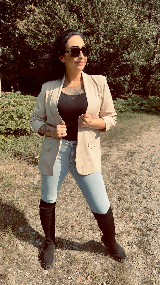 3 Kwart Blazer | Beige