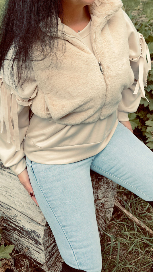 Faux Fur Bodywarmer | Beige